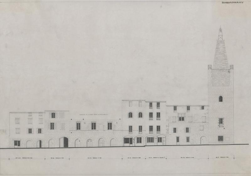 Façades sur rue Saint-Jean des maisons dont les références cadastrales sont de gauche à droite : 131 et 132, 133, 134,136, 136 bis, 140 et 141 : élévations.