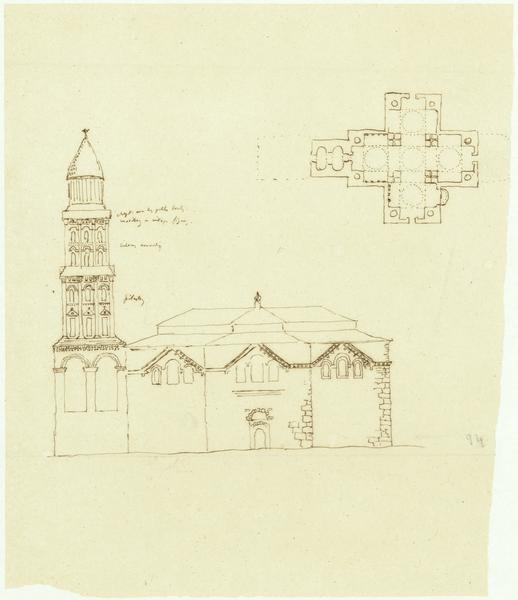 Dessin : Élévation latérale et plan