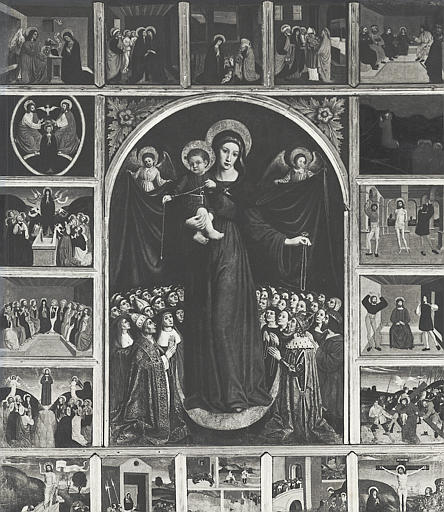 retable, tableaux (19) : Vierge de Miséricorde (la), scènes de la Passion du Christ - © Ministère de la Culture (France), Médiathèque du patrimoine et de la photographie (objets mobiliers), tous droits réservés