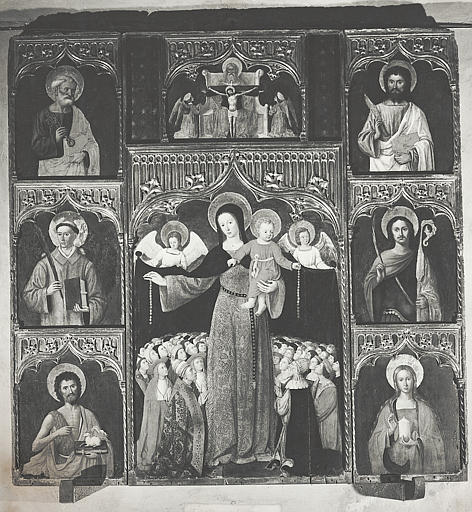 tableaux (3) : Vierge de la miséricorde entourée de six saints peints sur fond d'or - © Ministère de la Culture (France), Médiathèque du patrimoine et de la photographie (objets mobiliers), tous droits réservés