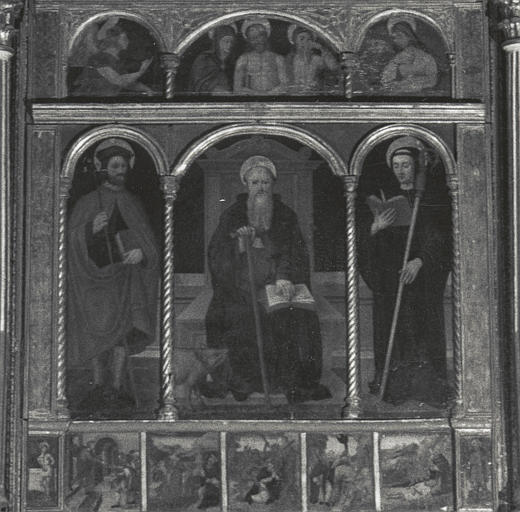 retable, tableaux : saint Joseph, saint Antoine abbé et saint Maur, scènes de la vie de saint Antoine - © Ministère de la Culture (France), Médiathèque du patrimoine et de la photographie (objets mobiliers), tous droits réservés