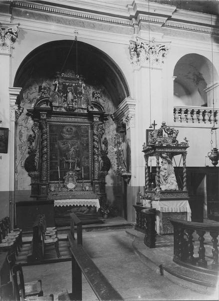 retable du Rosaire, tableau : le Christ au tombeau, canons d'autel, deux chandeliers - © Ministère de la Culture (France), Médiathèque du patrimoine et de la photographie (objets mobiliers), tous droits réservés