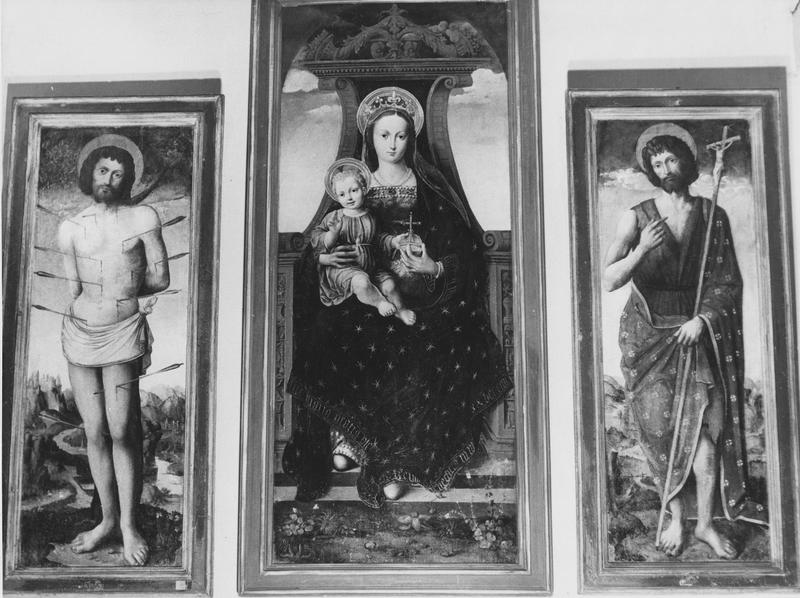 tableaux (3) : Vierge à l'Enfant, saint Sébastien ; saint Jean-Baptiste, vue générale - © Ministère de la Culture (France), Médiathèque du patrimoine et de la photographie (objets mobiliers), tous droits réservés