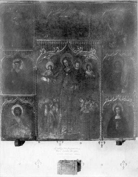tableaux d'un ancien triptyque : la Vierge de la miséricorde entourée de six saints, vue générale - © Ministère de la Culture (France), Médiathèque du patrimoine et de la photographie (objets mobiliers), tous droits réservés