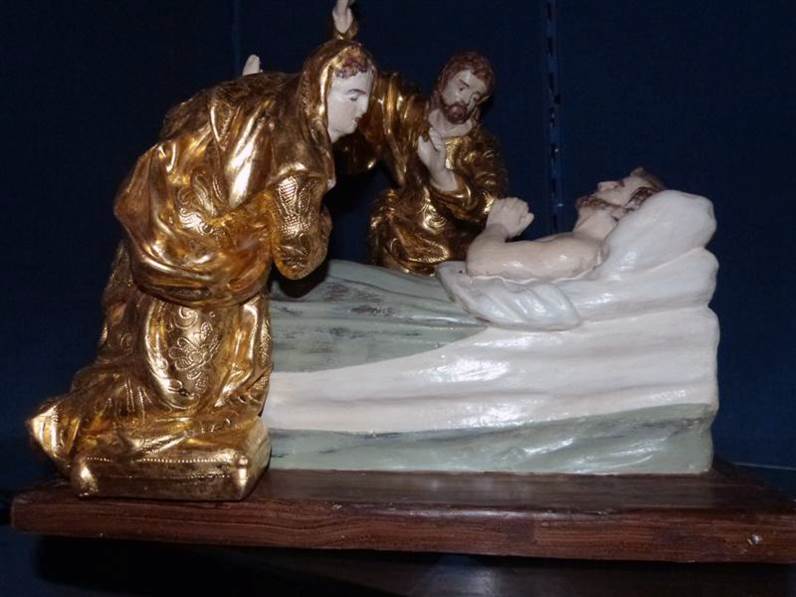 groupe sculpté : La Mort de saint Joseph, vue générale - © Ministère de la Culture (France), Conservation des antiquités et des objets d’art des Alpes-Maritimes, diffusion RMN-GP