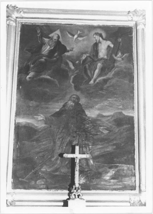 tableau et son cadre : saint Antoine ermite et la sainte Trinité, vue générale