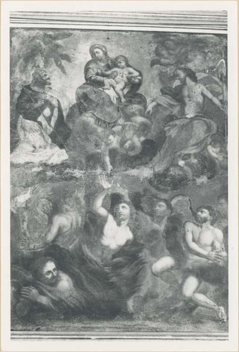 autel retable de la chapelle du Purgatoire, tableau : Saint Roch et saint Jean-Baptiste intercédant auprès de la Vierge à l'Enfant pour les Ames du Purgatoire - © Ministère de la Culture (France), Médiathèque du patrimoine et de la photographie, diffusion GrandPalaisRmn Photo