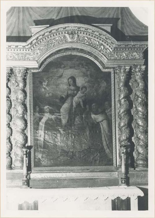 autel, retable, tableau : Notre-Dame du Mont Carmel donnant le scapulaire à sainte Hélène et saint Simon stock (autel secondaire) - © Ministère de la Culture (France), Médiathèque du patrimoine et de la photographie, diffusion GrandPalaisRmn Photo