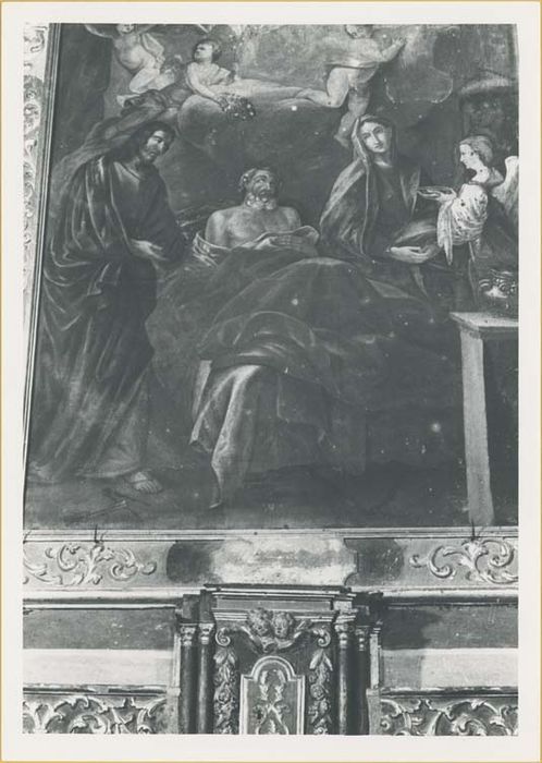 autel et retable de la chapelle Saint-Joseph et son tableau : La Mort de Saint Joseph et son devant d'autel