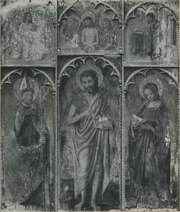 retable, 3 tableaux : Saint Jean-Baptiste, Sainte Pétronille, Saint Godard