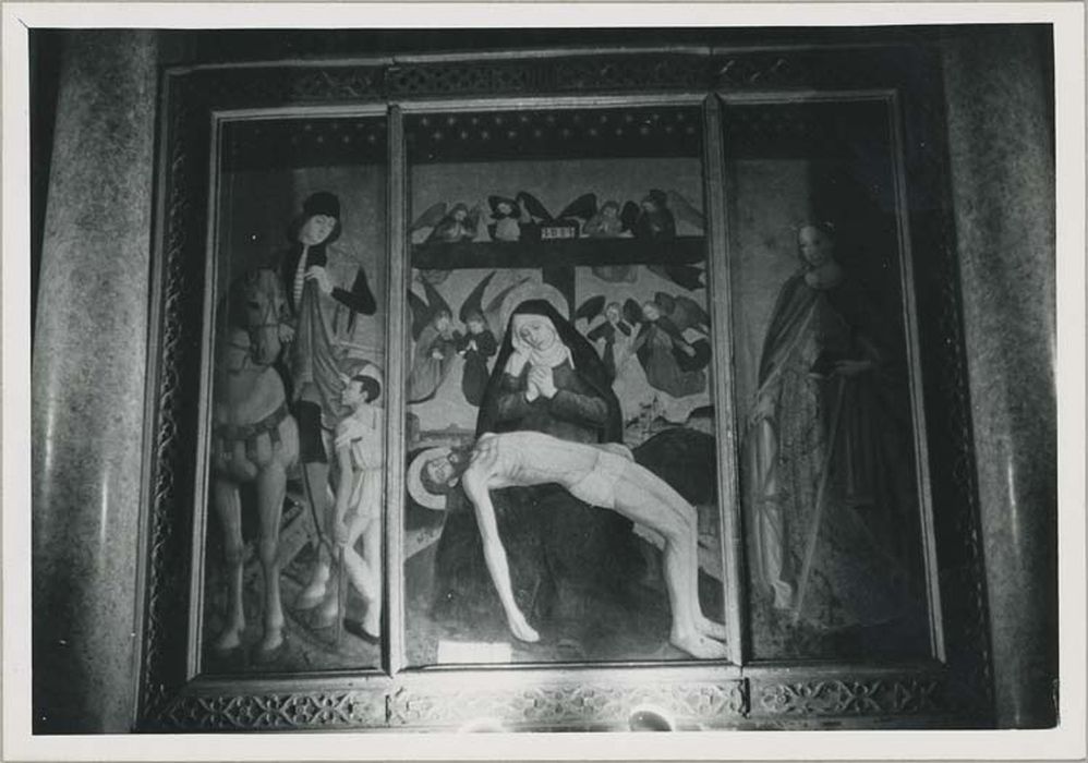 retable, 3 tableaux : la Vierge de Pitié, saint Martin, sainte Catherine d'Alexandrie