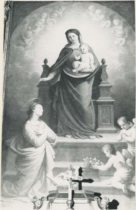 autel retable de la chapelle Saint-Joseph, tableau : la Vierge à l'Enfant adorée par un ange - © Ministère de la Culture (France), Médiathèque du patrimoine et de la photographie, diffusion GrandPalaisRmn Photo