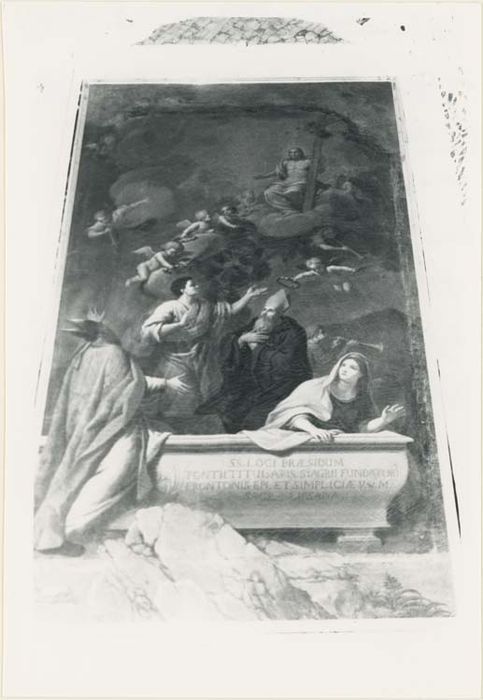 tableau, cadre : Saint Pons, saint Front, sainte Simplicie et saint Syagre, avec le Christ dans les nuées - © Ministère de la Culture (France), Médiathèque du patrimoine et de la photographie, diffusion GrandPalaisRmn Photo