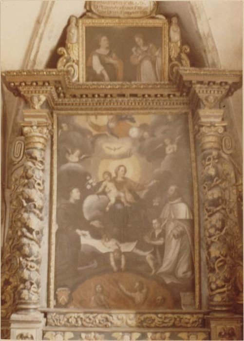 autel retable des Ames du Purgatoire, 2 tableaux : Saint Jean de Matha et saint Antoine de Padoue intercédant auprès de la Vierge pour les âmes du Purgatoire, Sainte Catherine d'Alexandrie et sainte Agnès