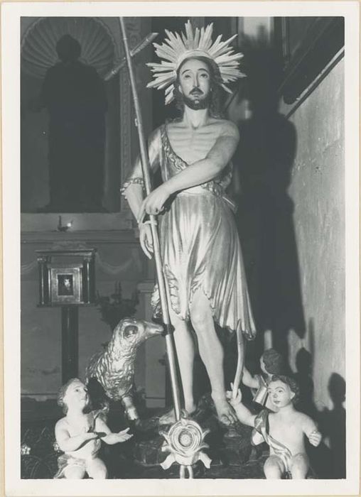 groupe sculpté de procession : Saint Jean-Baptiste avec agneau et anges - © Ministère de la Culture (France), Médiathèque du patrimoine et de la photographie, diffusion GrandPalaisRmn Photo