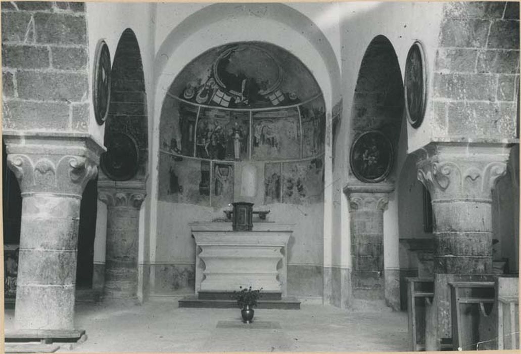 peintures monumentales : Vierge à l'Enfant, Ange et Vierge de l'Annonciation, Saint Roch et saint Christophe