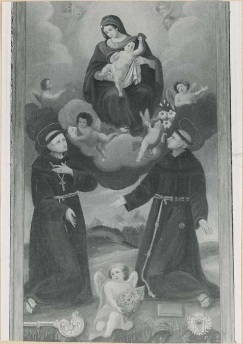 Tableau : la Vierge à l'Enfant entre saint Bernardin de Sienne et saint Antoine de Padoue