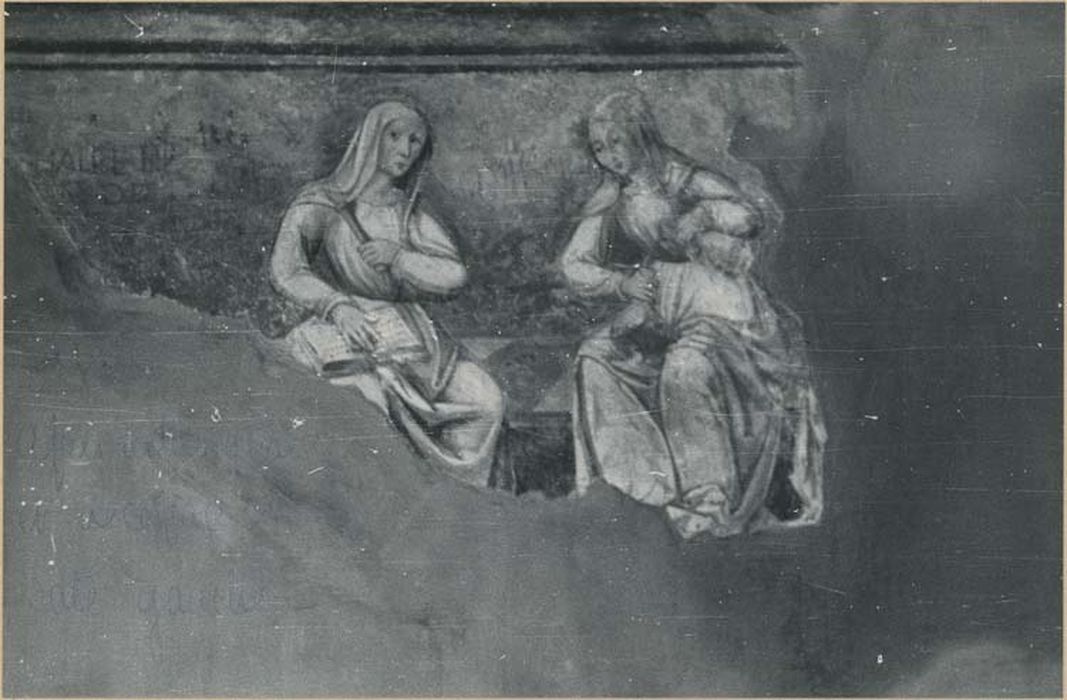 peintures monumentales : la Rencontre de sainte Anne et de saint Joachim, scènes de la Vie de la Vierge, les quatre évangélistes, prophètes, rois