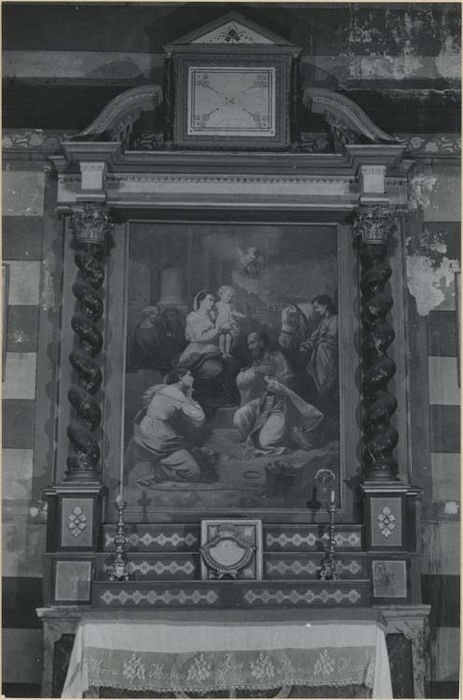 autel retable de la confrérie de saint Eloi, tableau : la Vierge à l'Enfant, entourée de sainte Agathe, saint Eloi, saint Isidore, saint Pierre et saint Antoine de Padoue - © Ministère de la Culture (France), Médiathèque du patrimoine et de la photographie, diffusion GrandPalaisRmn Photo