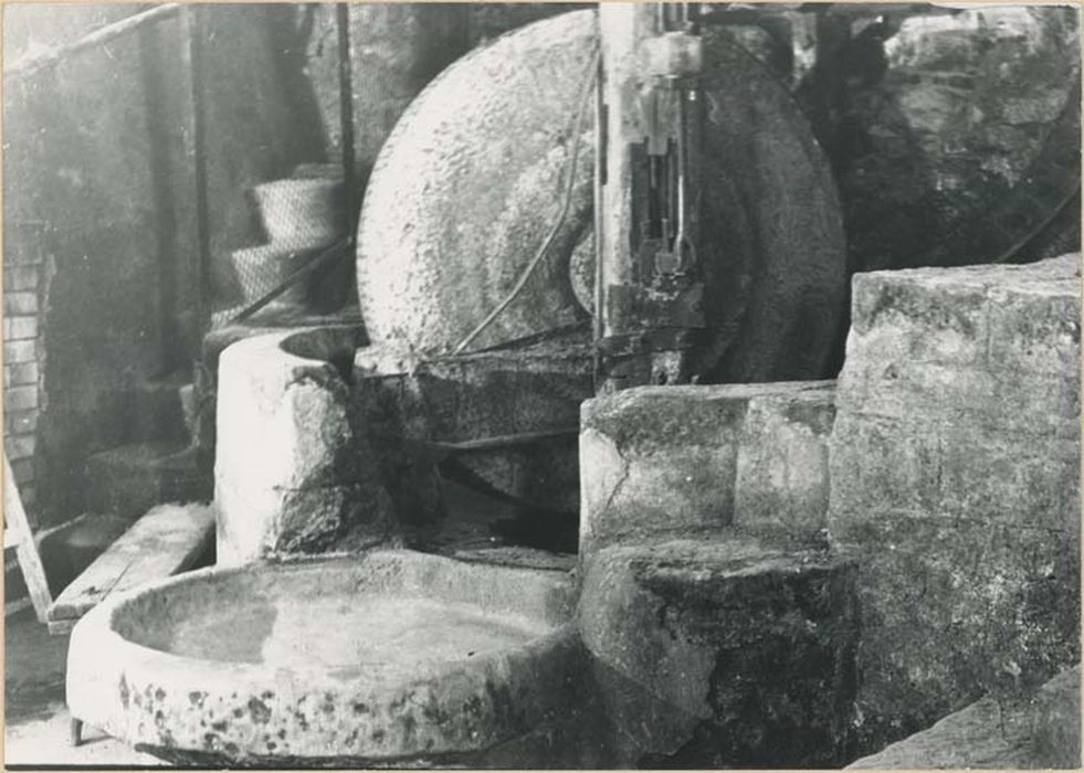 machine à extraire des fluides (moulin à olives et son mécanisme)