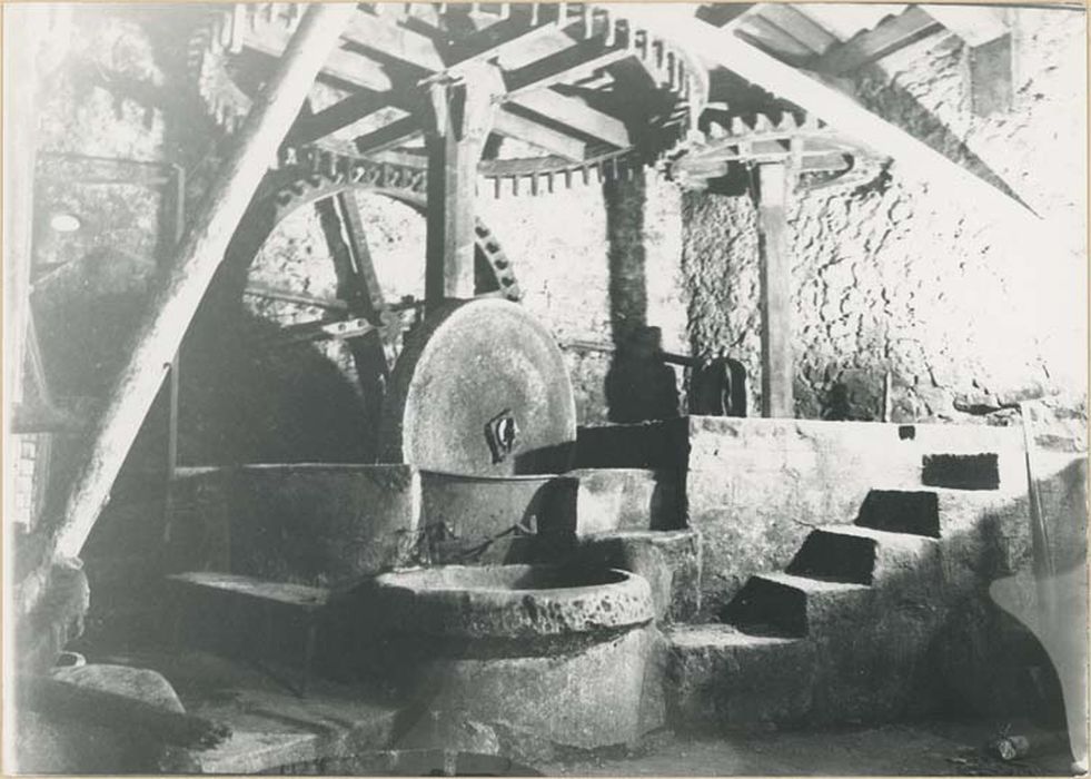 machine à extraire des fluides (moulin à olives et son mécanisme)
