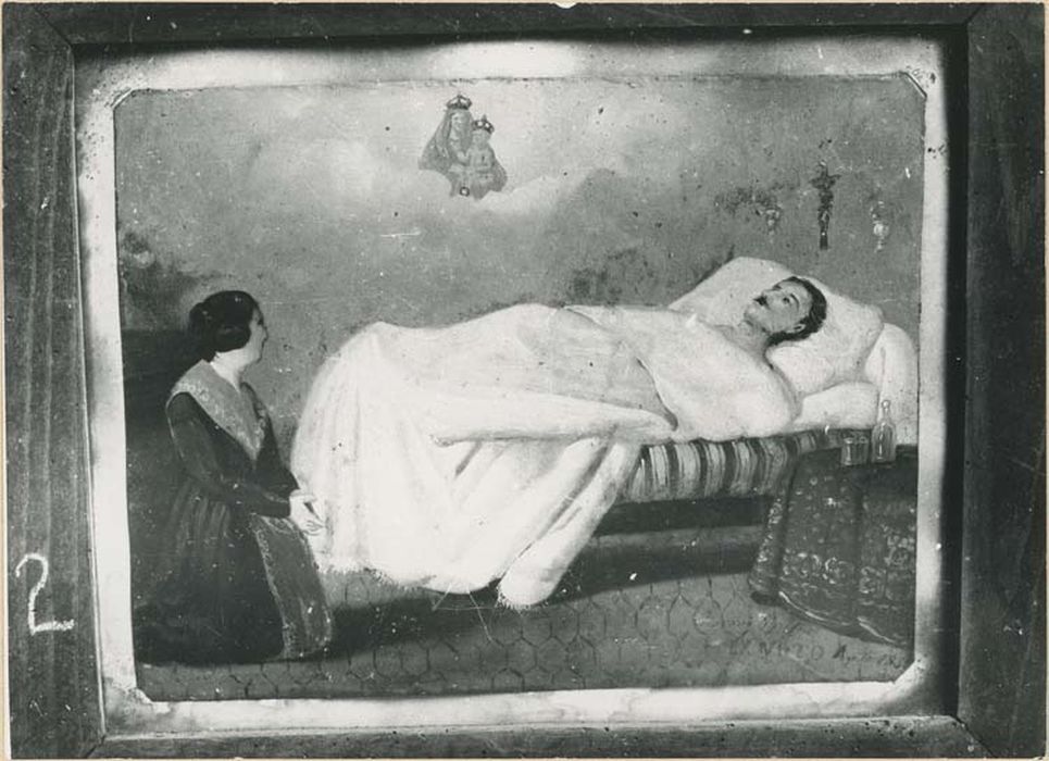 tableau ex-voto : Femme agenouillée auprès d'un malade - © Ministère de la Culture (France), Médiathèque du patrimoine et de la photographie, diffusion GrandPalaisRmn Photo