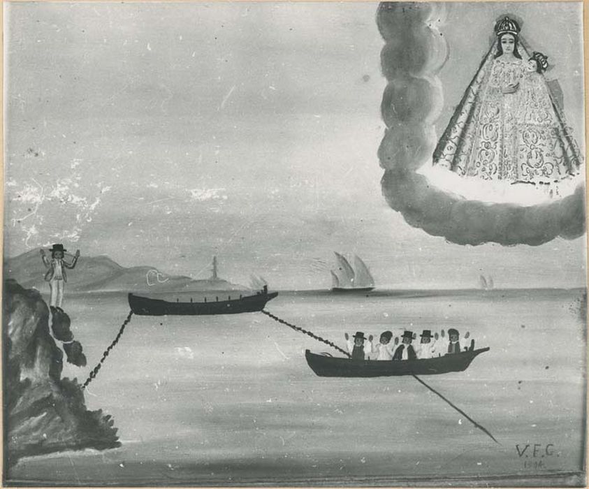 tableau ex-voto : Homme glissant sur les rochers au bord de mer - © Ministère de la Culture (France), Médiathèque du patrimoine et de la photographie, diffusion GrandPalaisRmn Photo