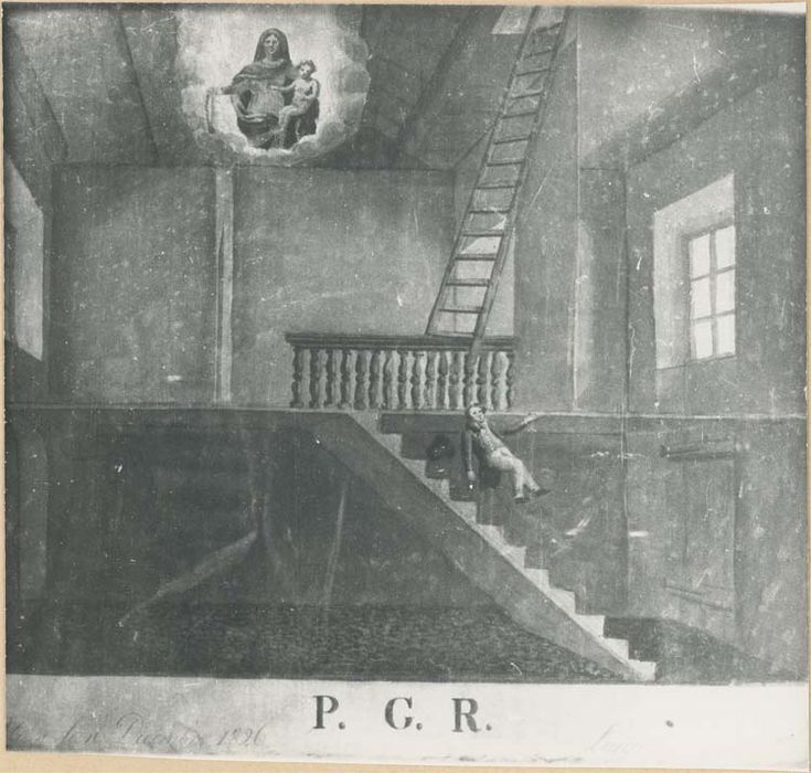 tableau ex-voto : Homme dégringolant d'une échelle et d'un escalier - © Ministère de la Culture (France), Médiathèque du patrimoine et de la photographie, diffusion GrandPalaisRmn Photo