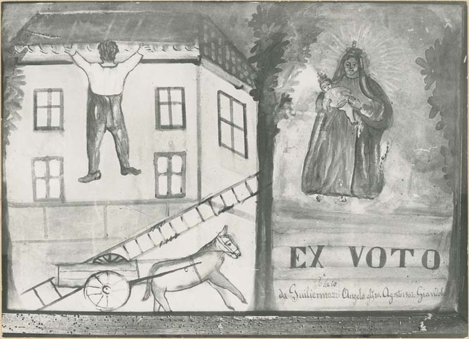 tableau ex-voto : Homme tombant d'un toit - © Ministère de la Culture (France), Médiathèque du patrimoine et de la photographie, diffusion GrandPalaisRmn Photo