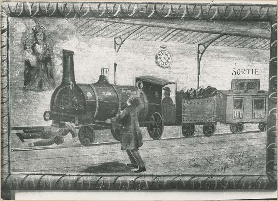 tableau ex-voto : Homme dans les roues d'une locomotive - © Ministère de la Culture (France), Médiathèque du patrimoine et de la photographie, diffusion GrandPalaisRmn Photo