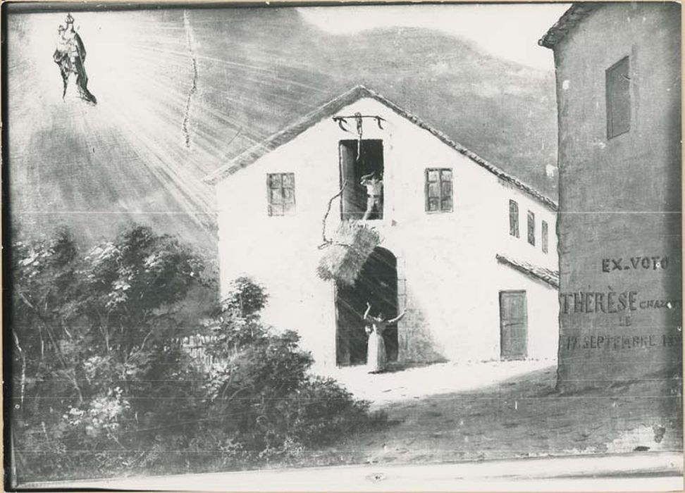 tableau ex-voto : Ballot de foin tombant sur une paysanne - © Ministère de la Culture (France), Médiathèque du patrimoine et de la photographie, diffusion GrandPalaisRmn Photo