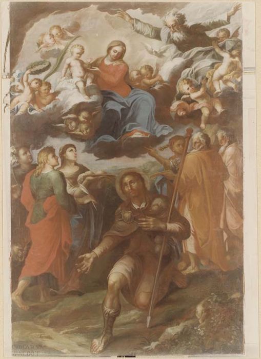 autel, retable, tableau, tabernacle, exposition, 8 chandeliers, croix d'autel : l'Apparition de la Vierge à Saint-Jacques (maître-autel)