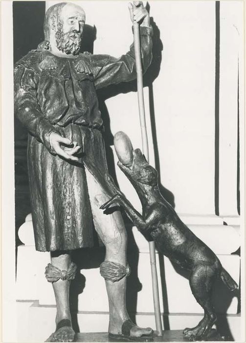 groupe sculpté de procession : Saint Roch et le chien