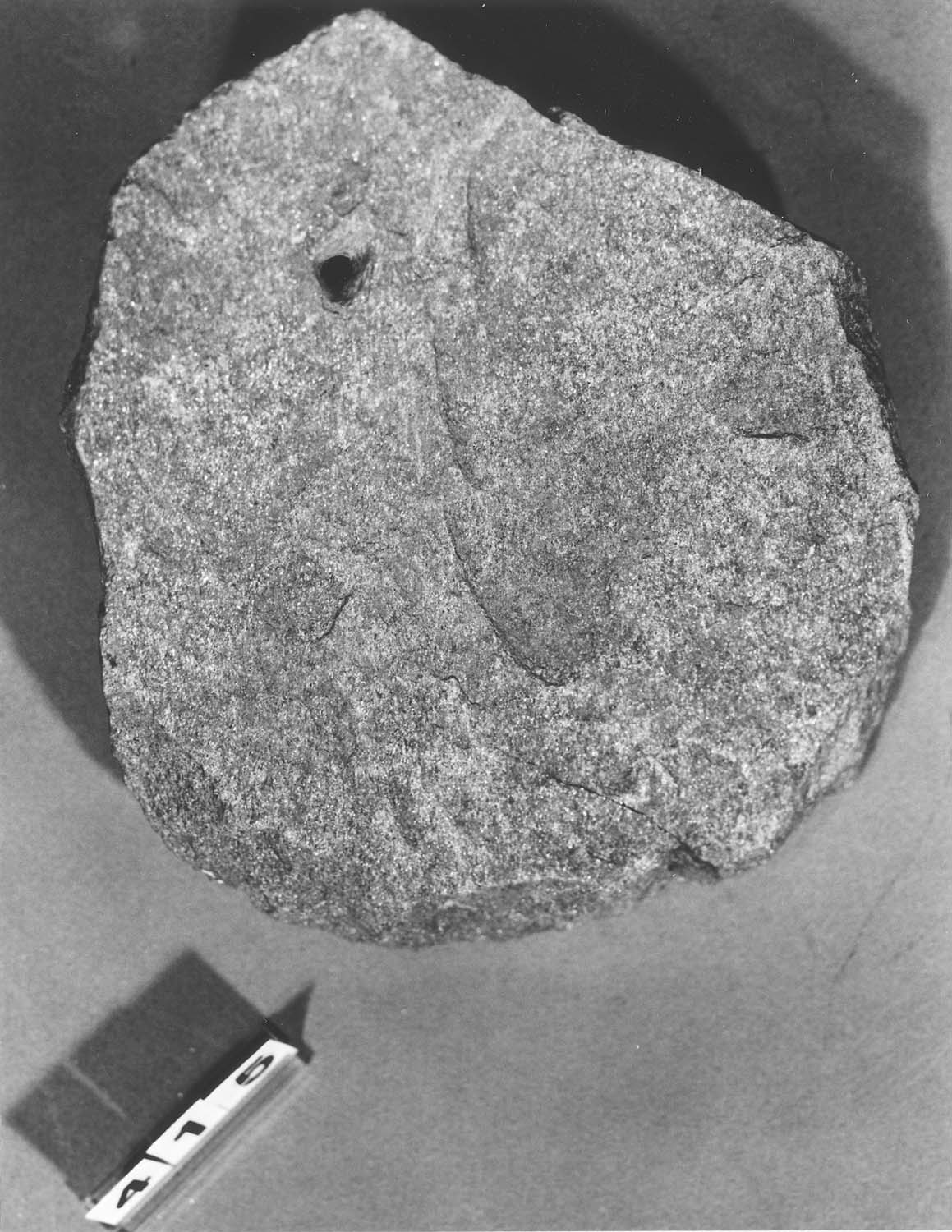 Lauze de micaschiste ancienne percée d’un trou, taillée en écaille