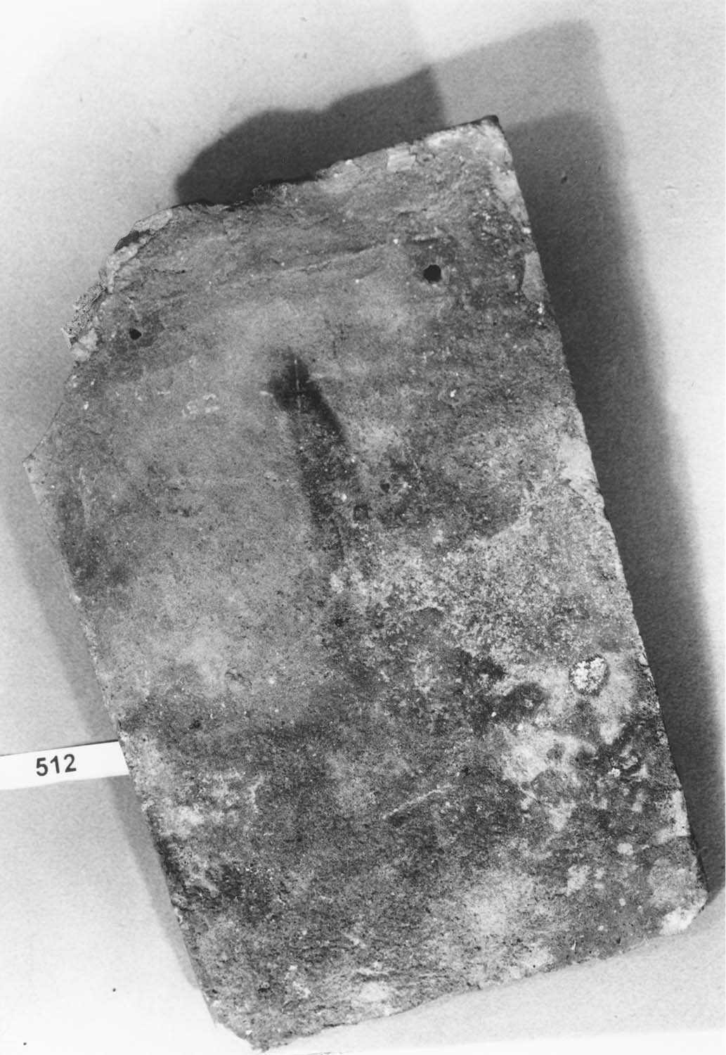 Tuile plate à tenon à deux trous, incomplète, cassée