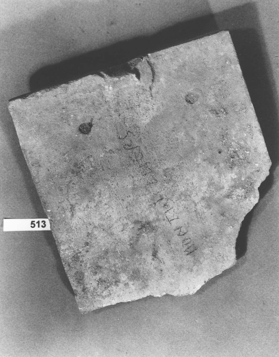 Fragment de tuile plate à tenon et à deux trous