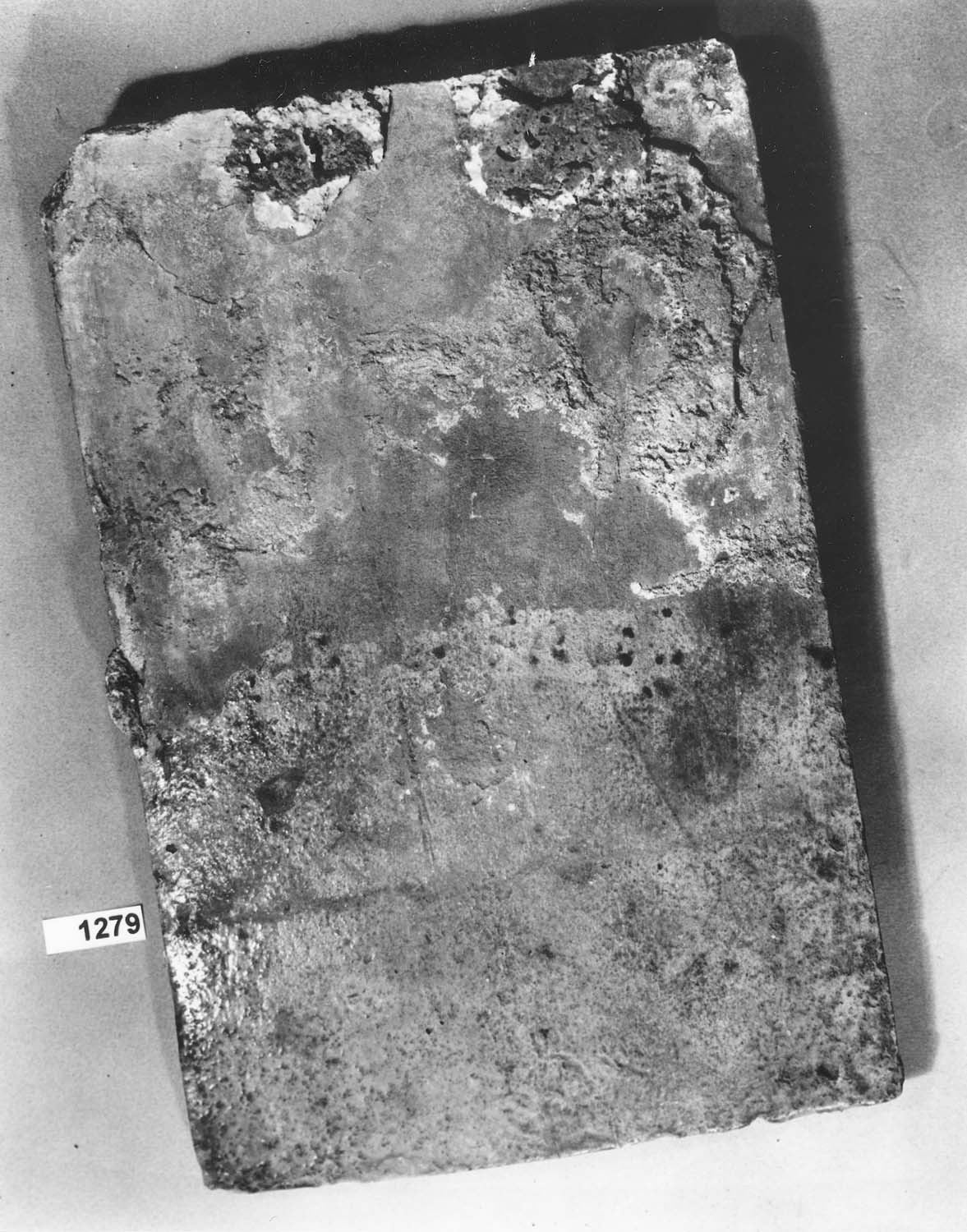 Tuile plate vernissée verte, ancienne, rectangulaire