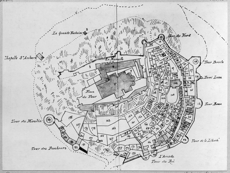 Reproduction d'un plan du Mont-Saint-Michel