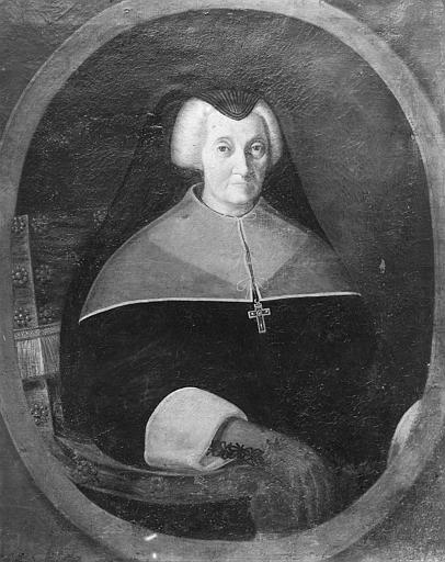 Tableau : 'Portrait de la Maréchale d'Ornano', en buste, assise dans un fauteuil, vêtue de noir, huile sur toile