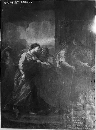 Tableau : 'La Visitation', huile sur toile ; avant restauration