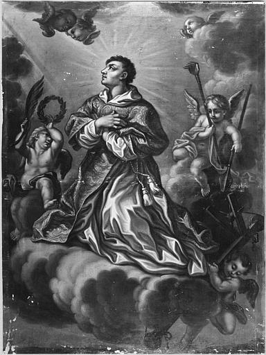 Tableau : 'Le triomphe de saint Vincent', huile sur toile ; avant restauration - © Ministère de la Culture (France), Médiathèque du patrimoine et de la photographie (objets mobiliers), tous droits réservés