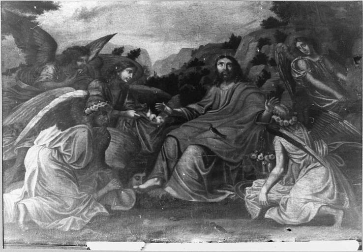 Tableau : 'Le Christ nourri par les anges dans le désert', huile sur toile - © Ministère de la Culture (France), Médiathèque du patrimoine et de la photographie (objets mobiliers), tous droits réservés