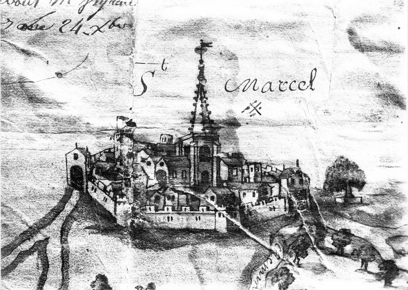 carte : plan d'une partie des paroisses de Saint-Marcel, détail