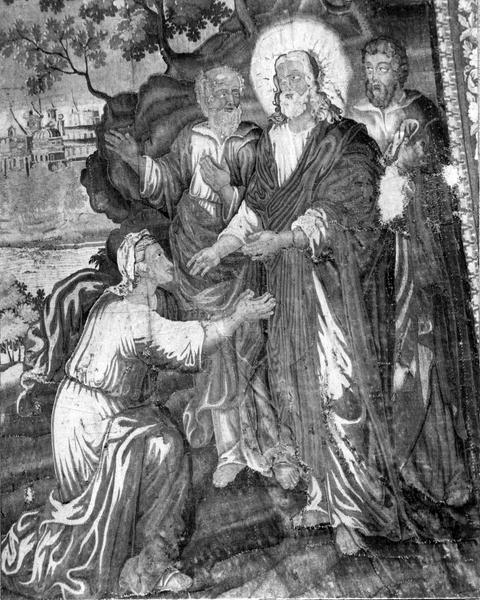 pièce murale : Scènes de la vie du Christ : la Femme adultère, détail