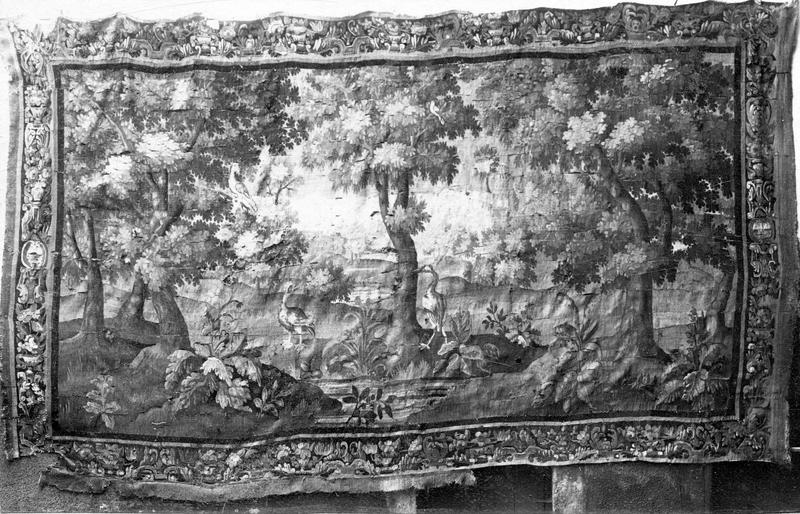pièce murale (verdure) : verdure avec oiseaux et fabriques, vue générale