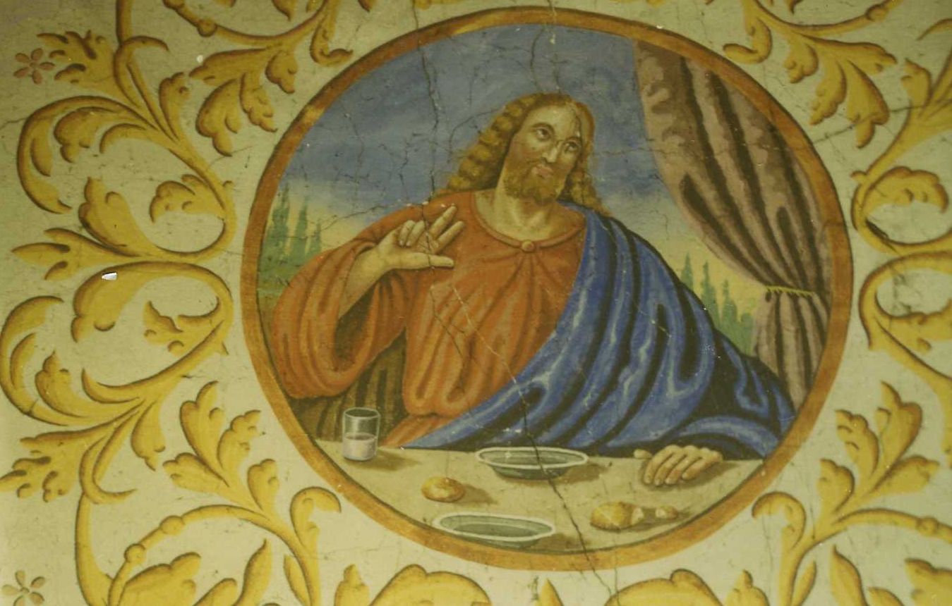 peinture monumentale : décor des voûtes, détail : Christ bénissant