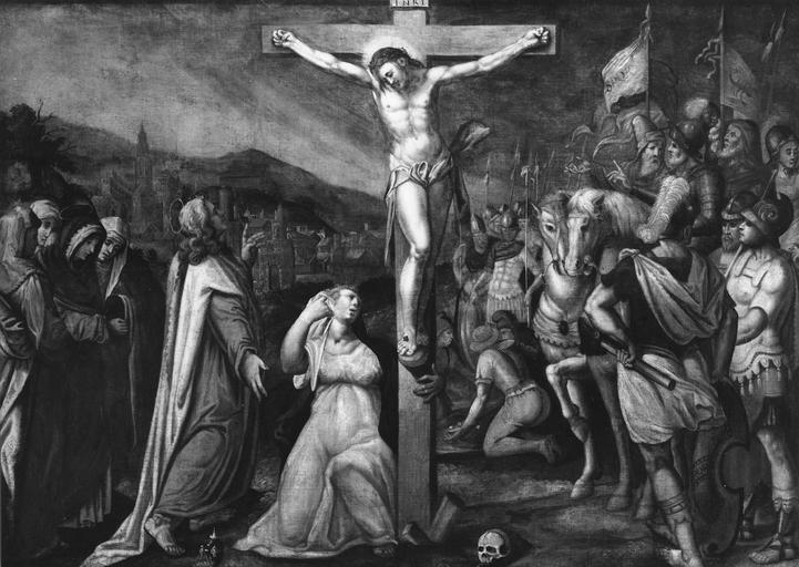 tableau : La Crucifixion, huile sur toile, après restauration