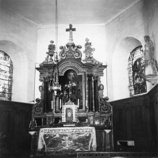 maître-autel et retable, pierre, marbre, toile