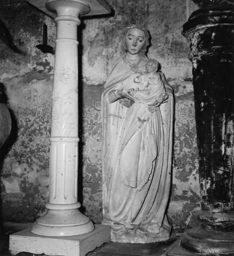 statue : Vierge à l'Enfant, pierre polychrome