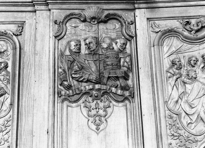 lambris de revêtement : Les martyrs de Gorkum, panneau sculpté